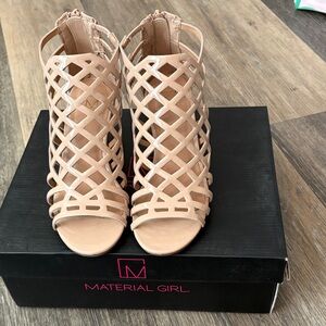 Material Girl Women's Beige Caged Heels